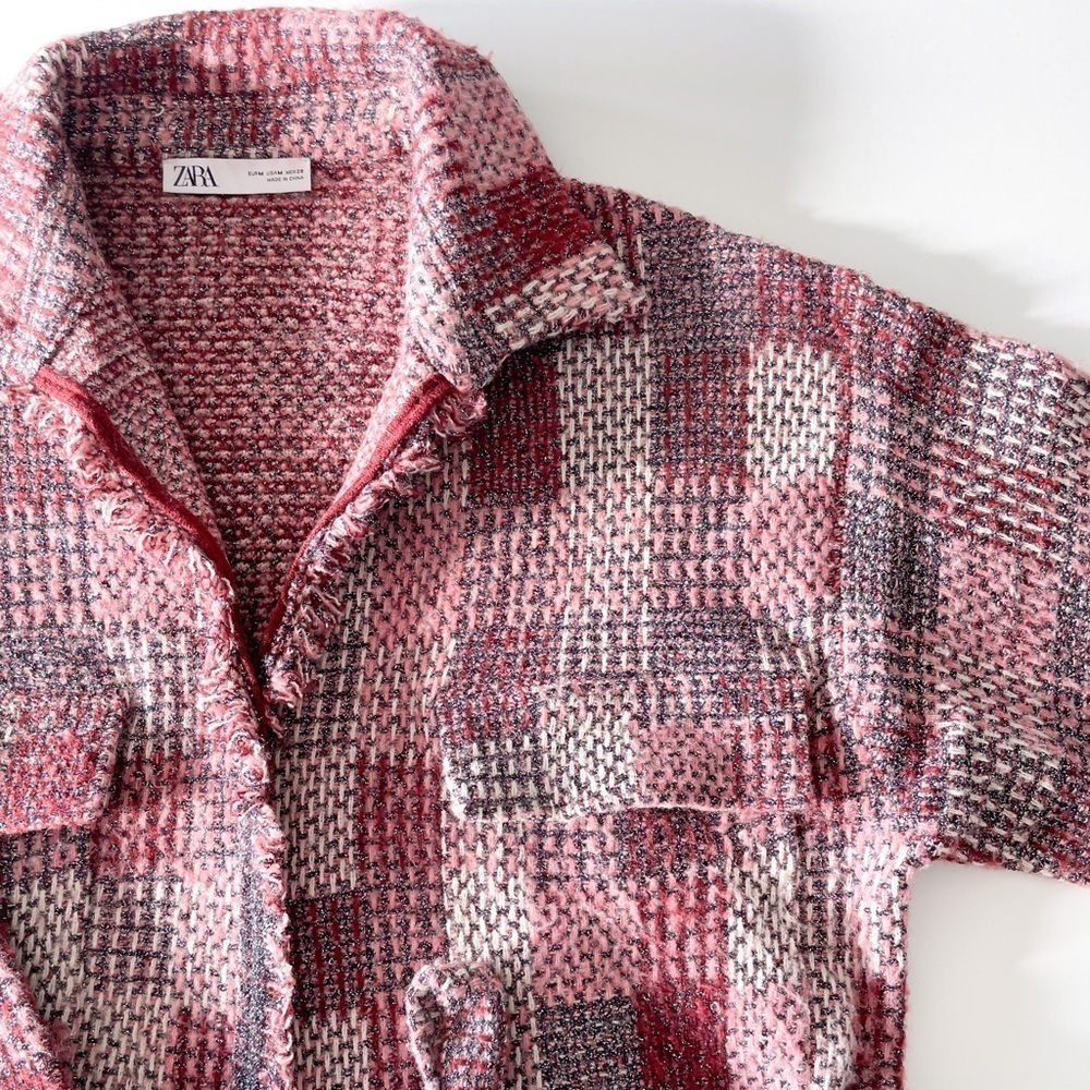 Zara Tweed Patchwork Belted Jacket - Picture 12 of 15